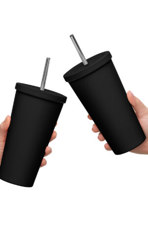Insulated tumbler with a straw